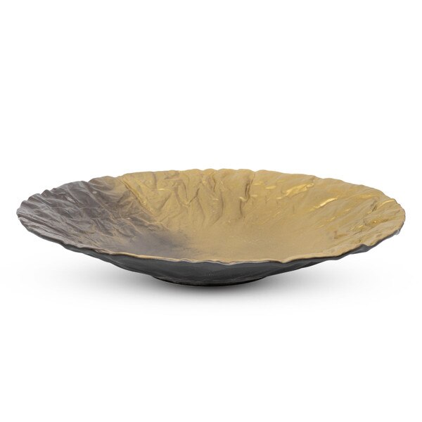 Image of Brown Cloud Gold Speckled Shibori 7" Flat Bowl 9" 1