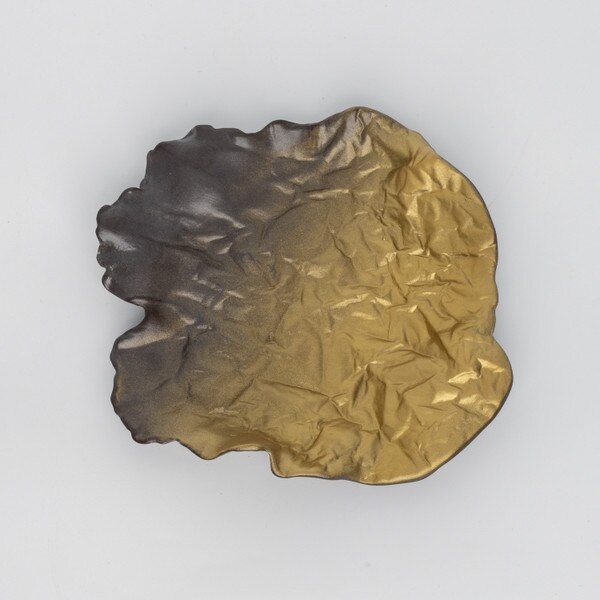 Image of Brown Cloud Gold Speckled Shibori Side Plate 6" 2