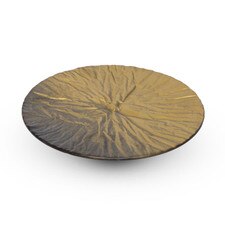 Brown Cloud Gold Speckled Shibori Footed Plate 5.5"