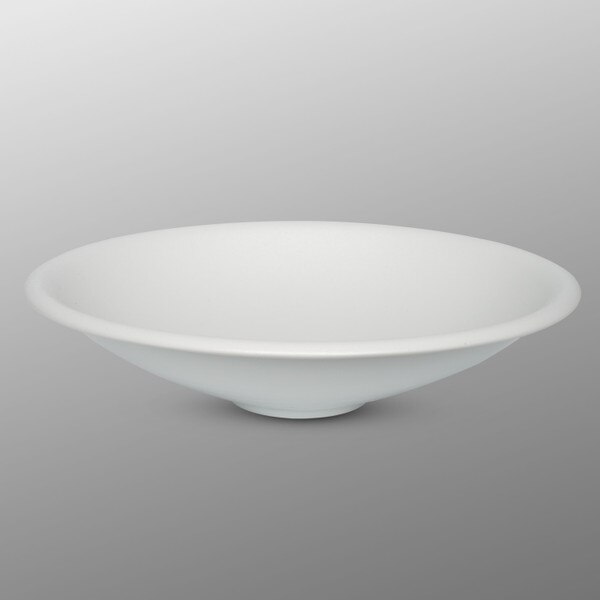 Image of White Speckled Glaze Flared Shallow Bowl 9" 1