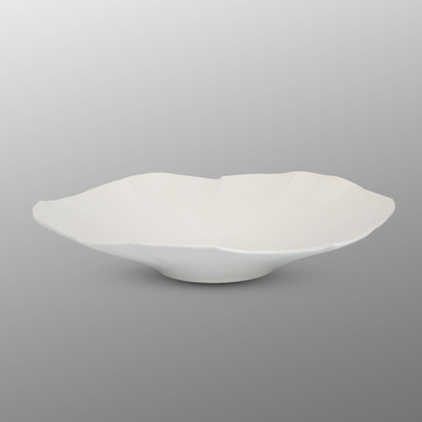 Image of White Speckled Glaze Lotus Leaf Plate 8.25" 1