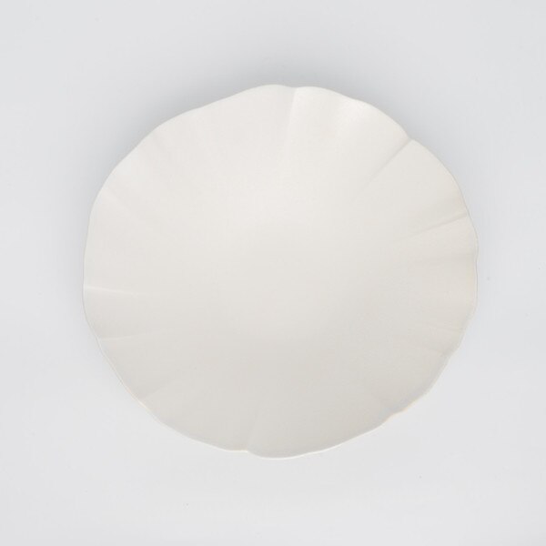 Image of White Speckled Glaze Lotus Leaf Plate 8.25" 2