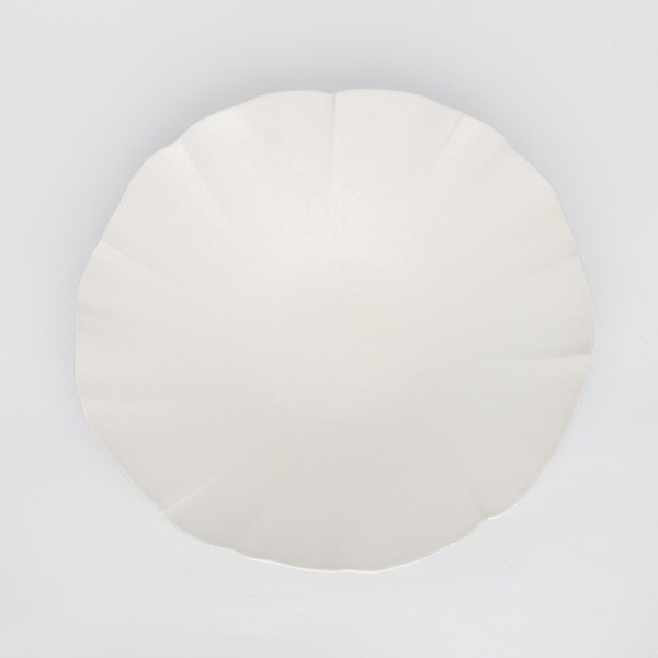 Image of White Speckled Glaze Lotus Leaf Plate 10" 2