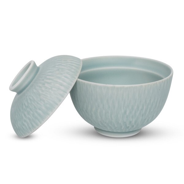 Image of Nabeshima Celadon Tobikanna Blast Small Round Covered Dish 3.25" 2
