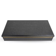 Disposable Black and Gold 6 Divided Paper Bento Box 12" 20 Piece/Case hover-image