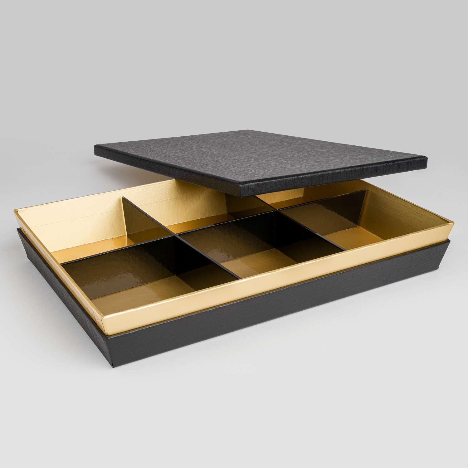 Disposable Black and Gold 6 Divided Paper Bento Box 12