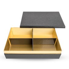 Disposable Black and Gold 4 Divided Paper Bento Box 9.5" 20 Piece/Case