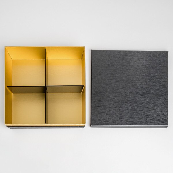 Image of Disposable Black and Gold 4 Divided Paper Bento Box 9.5" 20 Piece/Case 5