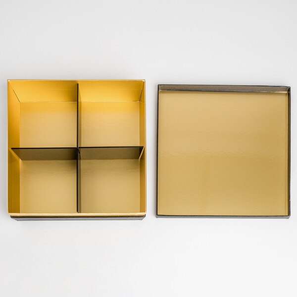 Image of Disposable Black and Gold 4 Divided Paper Bento Box 9.5" 20 Piece/Case 6