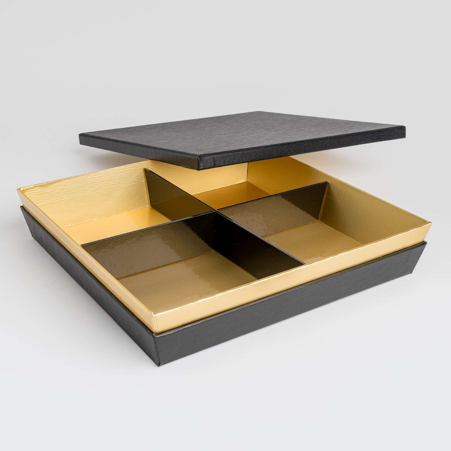 Disposable Black and Gold 4 Divided Bento Box 9.5