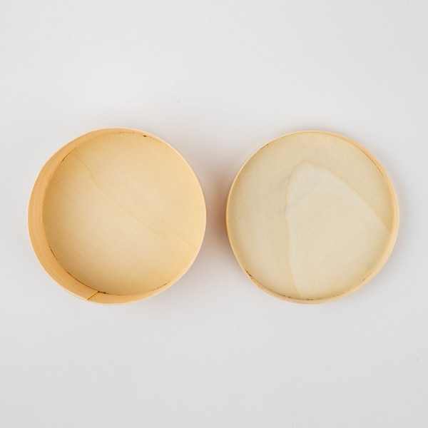 Image of Disposable Wooden Lidded Round Box 5.3" 3