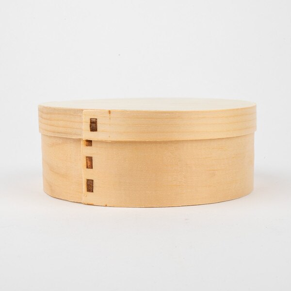 Image of Disposable Wooden Lidded Round Box 6" 2