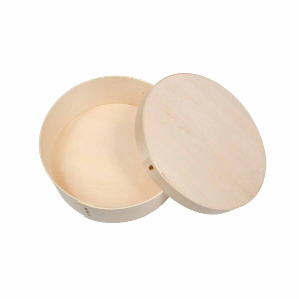 Image of Disposable Wooden Lidded Round Box 6" 3