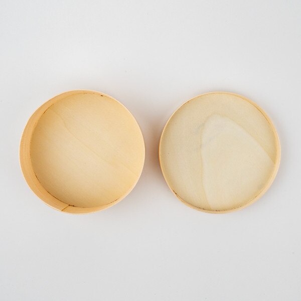 Image of Disposable Wooden Lidded Round Box 6" 4