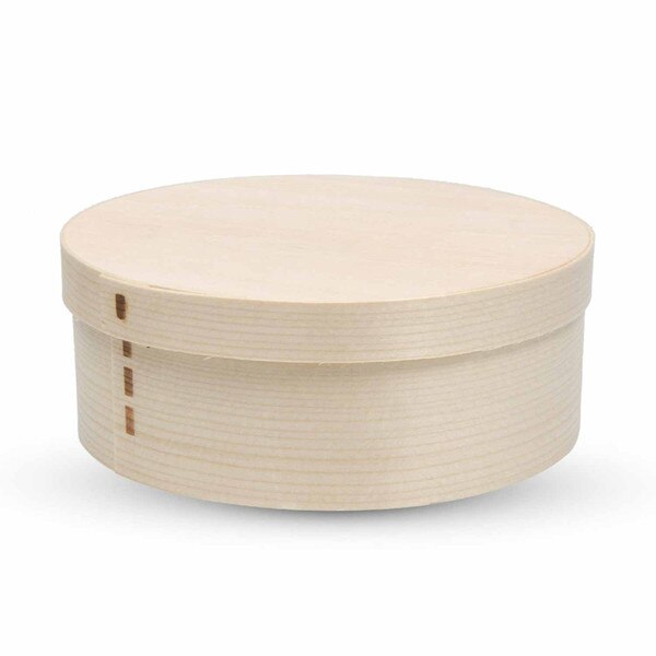 Image of Disposable Wooden Lidded Round Box 6" 1