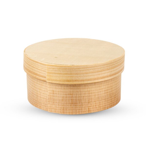 Image of Disposable Wooden Lidded Round Box 3.3” 1