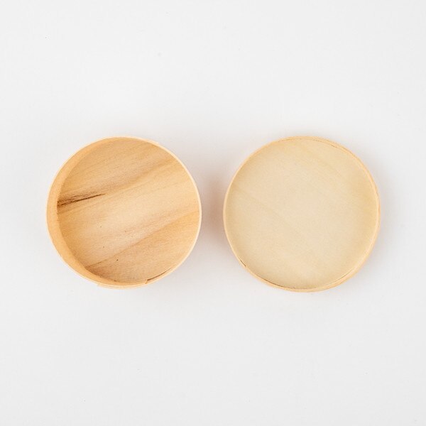 Image of Disposable Wooden Lidded Round Box 3.3” 3