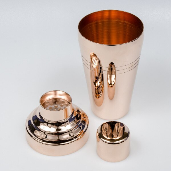Image of Yukiwa Baron Stainless Steel Rose Gold Plated Cobbler Cocktail Shaker 3