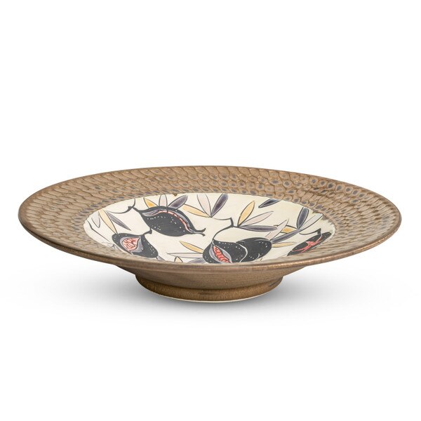 Image of Textured Bronze Fig Purple Coupe Bowl 8.5" 1