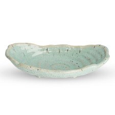 Teal Glazed Oval Bowl 7.75"