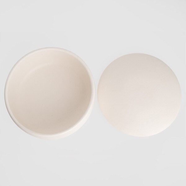 Image of White Earthen Lidded Bowl 7.25" 5
