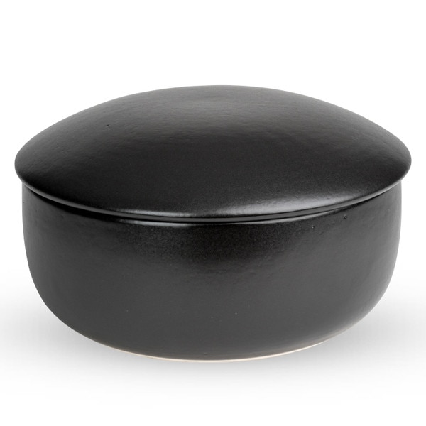 Image of Black Earthen Lidded Bowl 8.5" 1