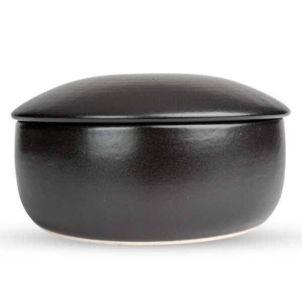 Image of Black Earthen Lidded Bowl 8.5" 2