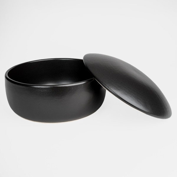 Image of Black Earthen Lidded Bowl 8.5" 3