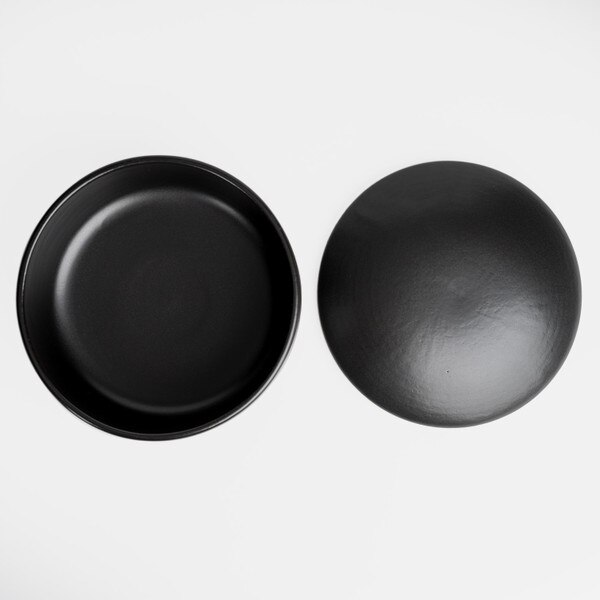 Image of Black Earthen Lidded Bowl 8.5" 4
