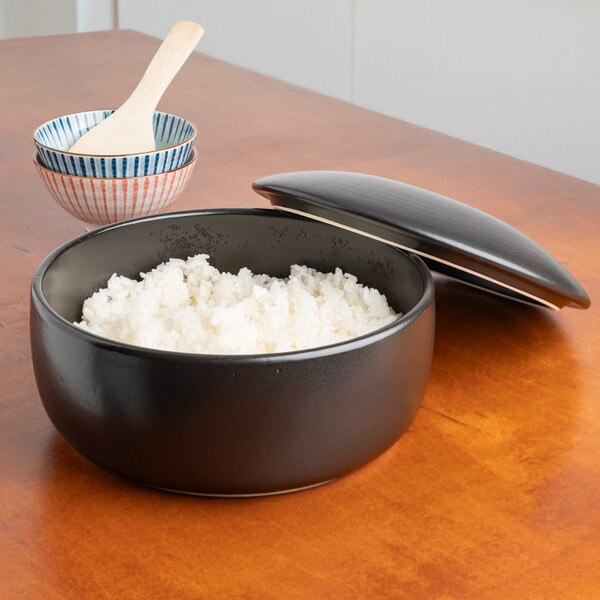 Image of Black Earthen Lidded Bowl 8.5" 6