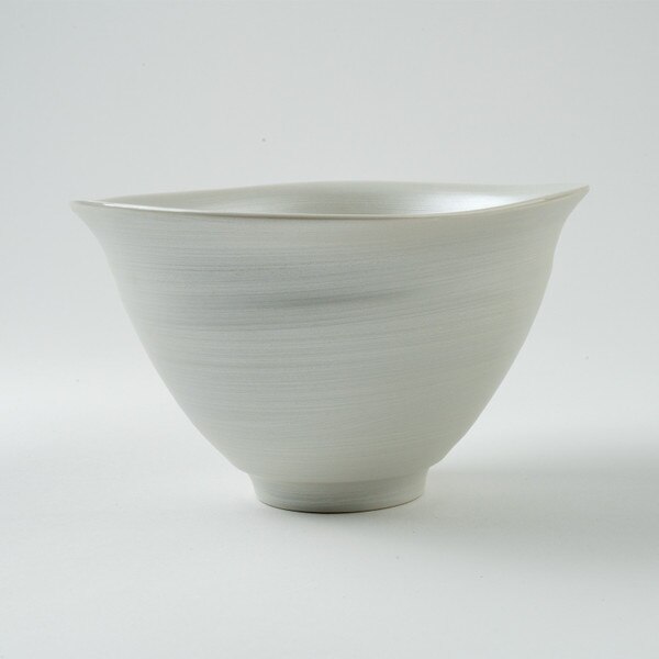 Image of Pearl White Handmade Abstract Bowl 7" 2