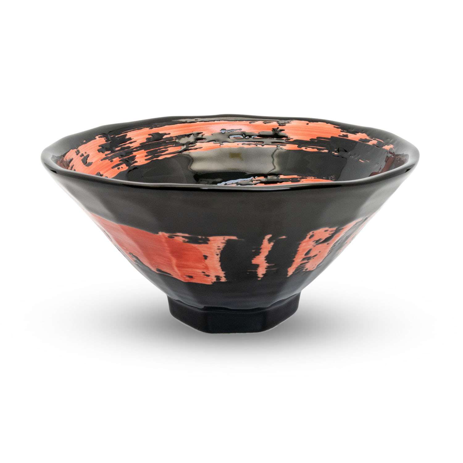Black Red Brushstroke Flare Bowl 7.75"