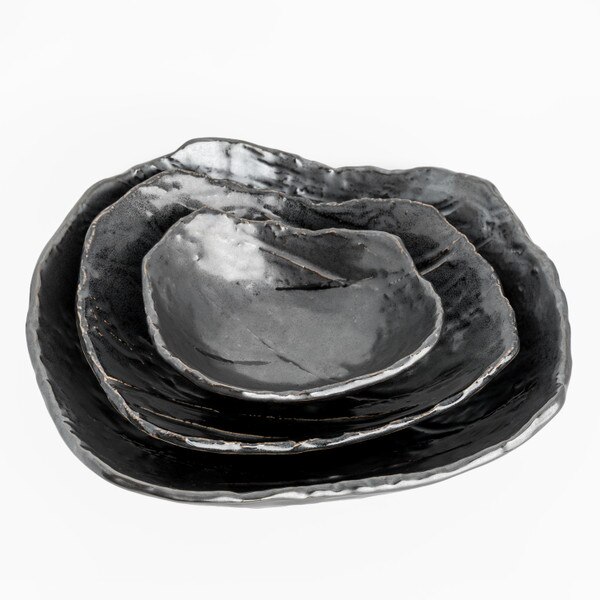 Image of Tessa Black Shallow Abstract Bowl 8.5" 5