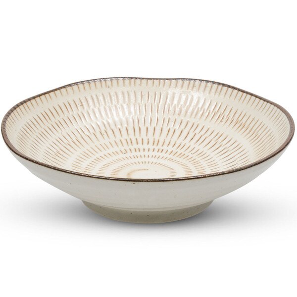 Image of Mingei Beige Swirl Bowl 6.75" 1