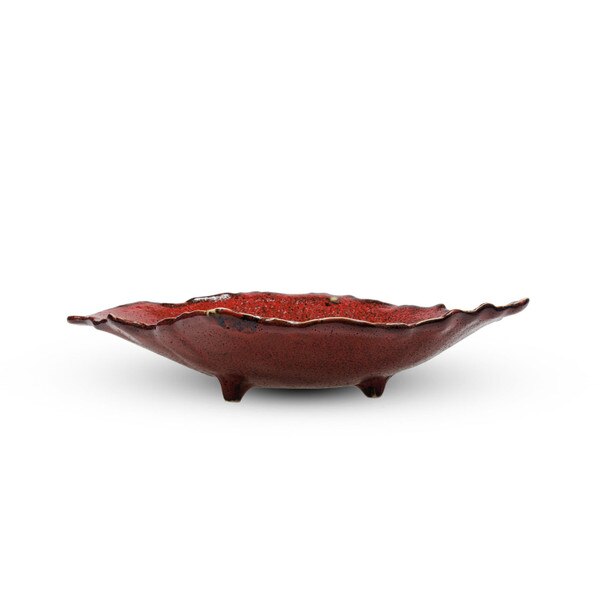 Image of Shuin Red Footed Abstract Coupe Bowl 11" 2