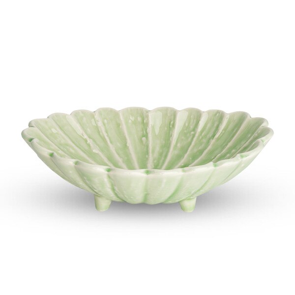 Image of Pastel Green Fluted Oval Bowl 7" 1