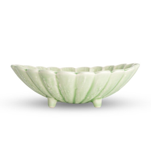 Image of Pastel Green Fluted Oval Bowl 7" 2