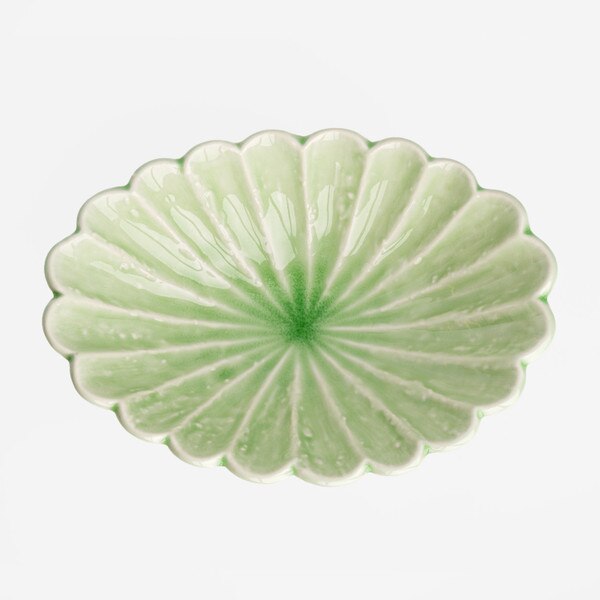 Image of Pastel Green Fluted Oval Bowl 7" 3