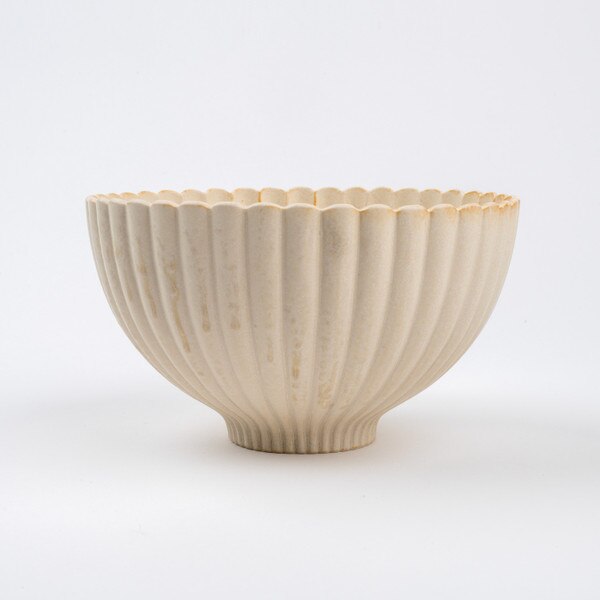 Image of Beige Bamboo Flower Bowl 6.5" 2
