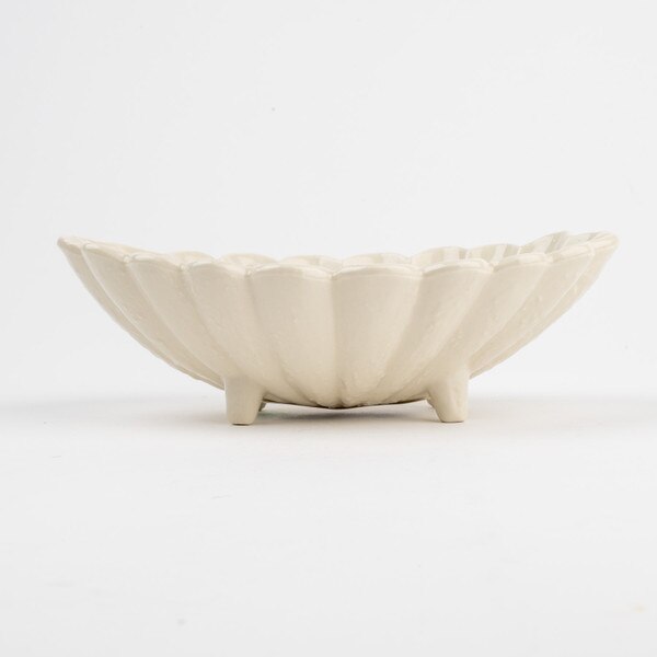 Image of Kikuwari White Oval Footed Bowl 6.75" 2
