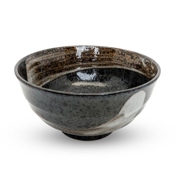 Image of Black Brushstroke Mottled Bowl 6.75" 1