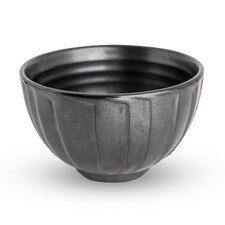 Tessa Black Ribbed Bowl 5"