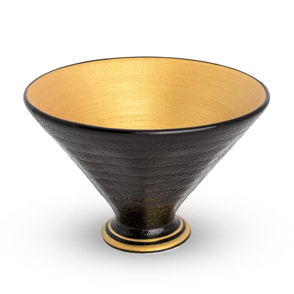 Image of Black Gold Pedestal Bowl 3.75" 1