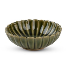 Oribe Green Kikuwari Bowl 4.5"