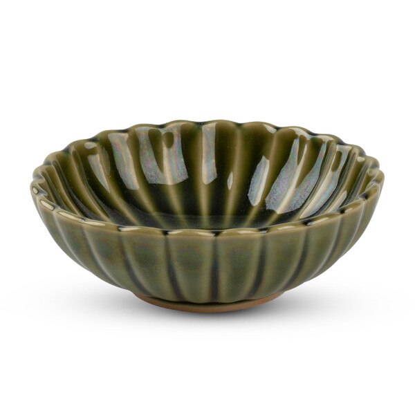 Image of Oribe Green Kikuwari Bowl 4.5" 1