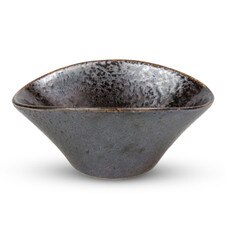 Kujaku Gunmetal Black Oval Bowl 5"