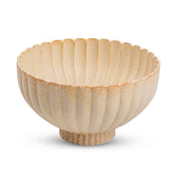 Image of Beige Bamboo Flower Bowl 4.75" 1