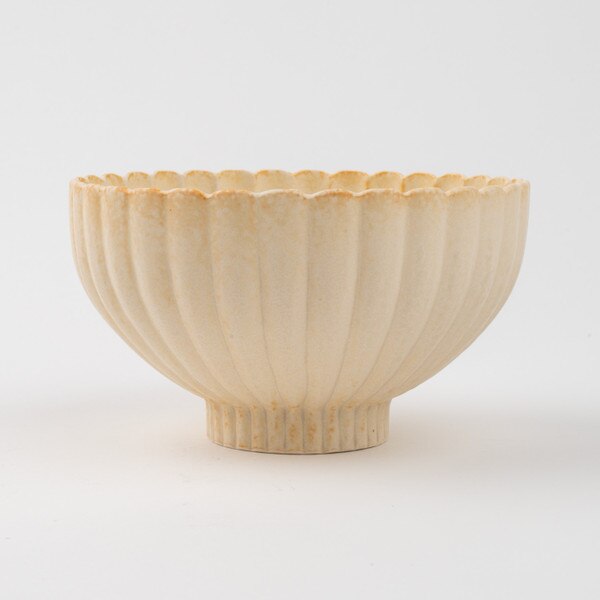 Image of Beige Bamboo Flower Bowl 4.75" 2