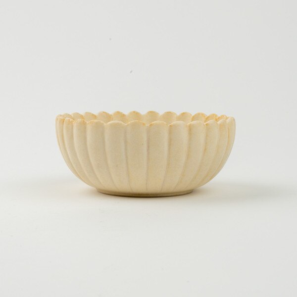 Image of Beige Bamboo Flower Bowl 3.75" 2