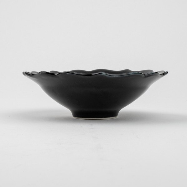 Image of Blue Black Flower Rim Bowl 5.75" 2